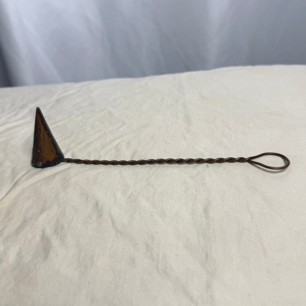 VTG Hand Forged Copper Candle Snuffer Hand-Twisted Wire Handle Cone Extinguisher
